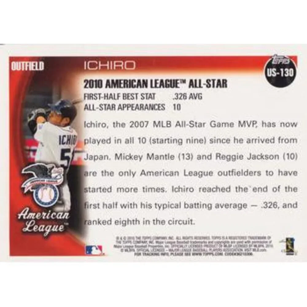 2010 Topps Update Ichiro AS US-130 Seattle Mariners